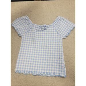 CHILDREN'S PLACE Gingham Top with Bow Detail and Ruffled Hem & Sleeves 5/6 0250